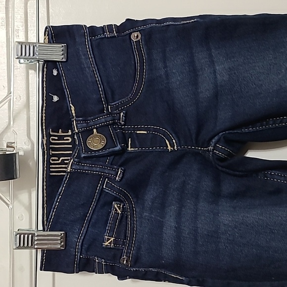 JUSTICE Blue Denim Mid Rise Dark Wash Jeggings - Size 6 Slim - Picture 2 of 10